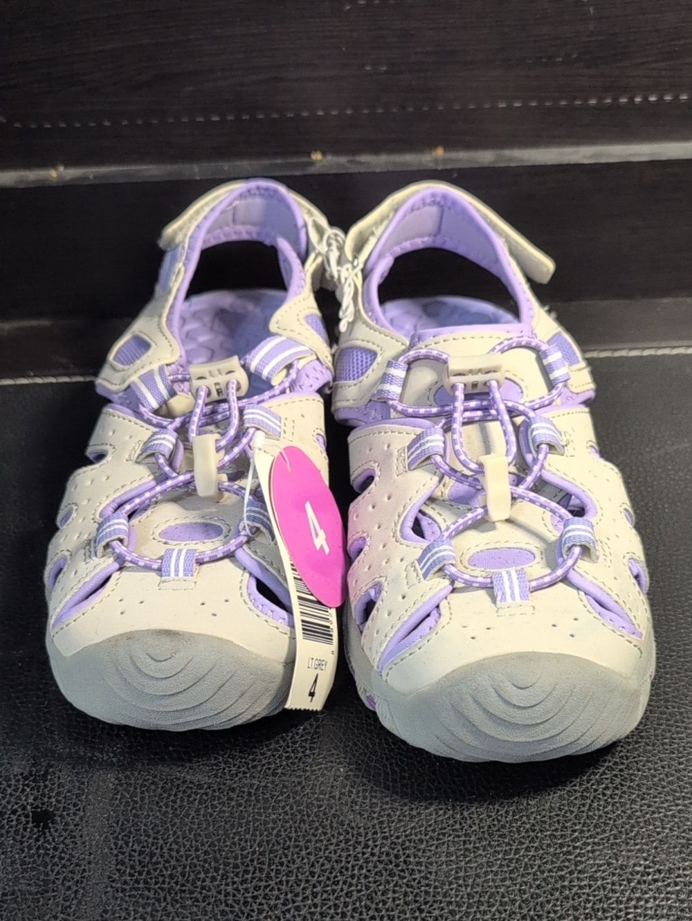 Khombu Light Gray and Lavender Closed-Toe Kids Girls Sandals